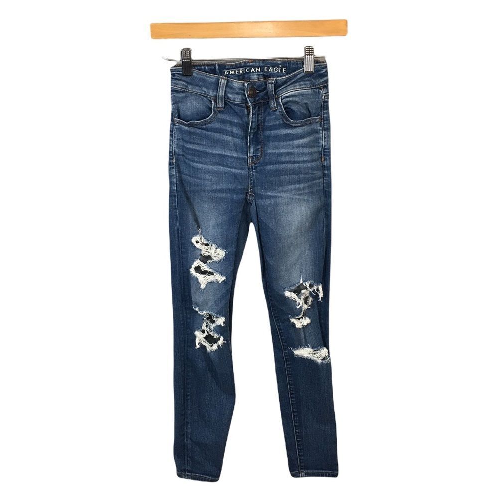 WJ71 Women’s AMERICAN EAGLE Next Level Stretch Hi Rise Jegging Jeans 00 Short